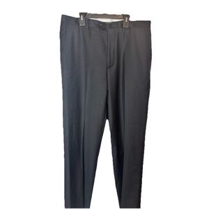 Santorelli Men's 35x30 Navy Blue Luxury Serge Wool Flat Front Dress Pants